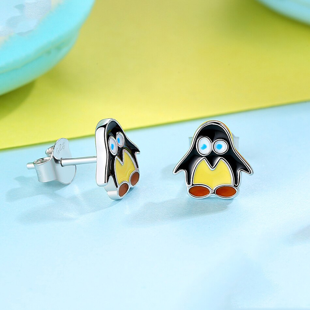 penguin stud earrings